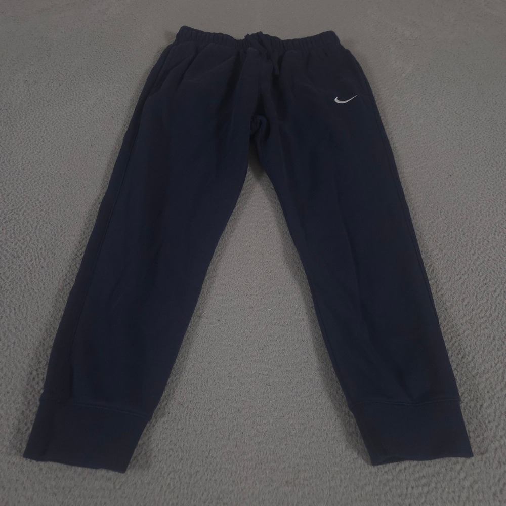 Nike Sweatpants Mens L Navy Jogger Training Tapered Leg Fleece Swoosh Pockets